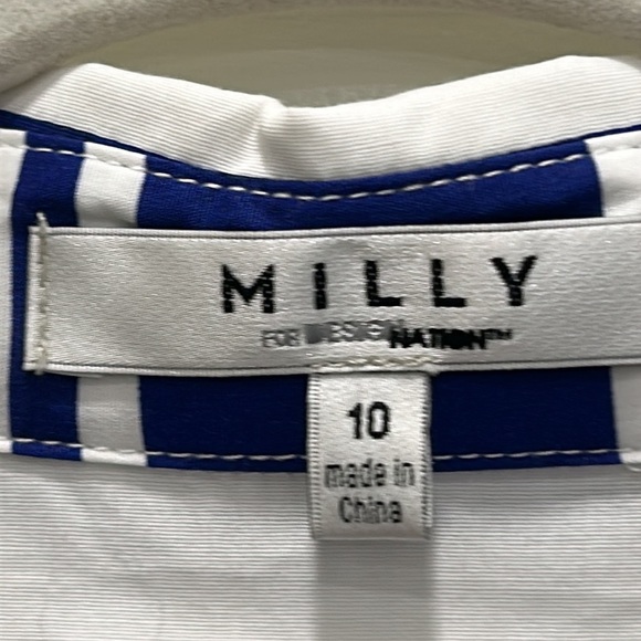 Milly Cobalt Blue & White Striped Collared Dress for Office or Casual sz.10 - Picture 5 of 11